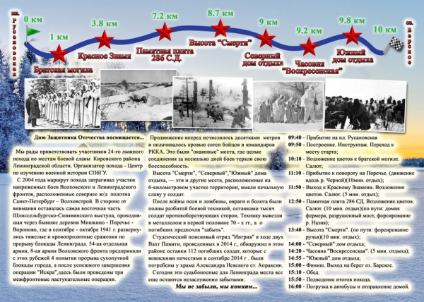 Отчет Директора  Центра по изучению военной истории Института истории СПбГУ о 24 лыжном походе. 23 февраля 2015г.